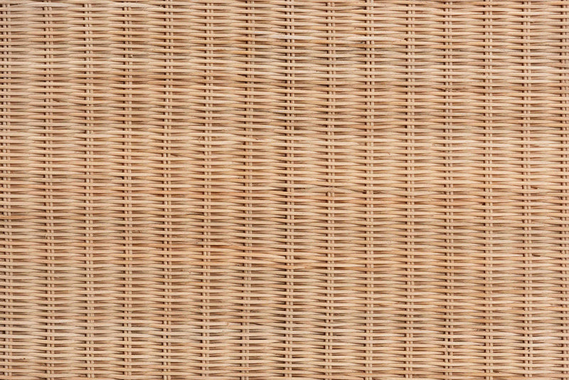 June Braided Natural Rattan End Table with Shelf Baxton