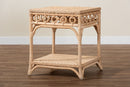 June Braided Natural Rattan End Table with Shelf Baxton