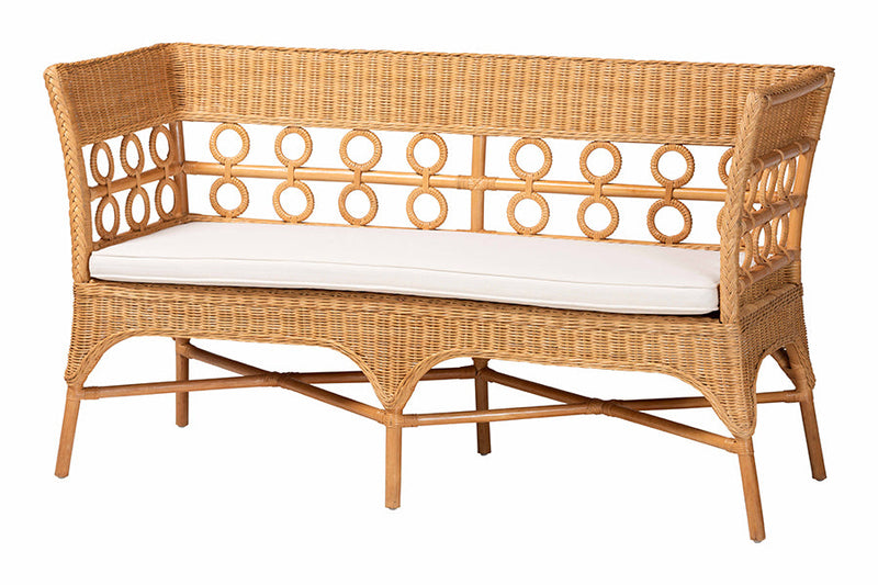 June Bohemian Light Honey Rattan 3-Piece Living Room Chair Set Baxton