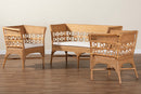 June Bohemian Light Honey Rattan 3-Piece Living Room Chair Set Baxton
