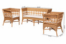 June Bohemian Light Honey Rattan 3-Piece Living Room Chair Set Baxton