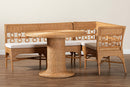 Mandolin Bohemian Light Honey Rattan 3-Piece Dining Nook Set Baxton