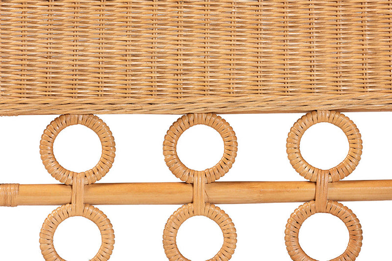 Mariette Bohemian Light Honey Rattan 3-Piece Dining Nook Set Baxton