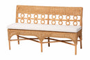 June Bohemian Light Honey Rattan 2Pc Dining Nook Bench Set Baxton