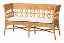 June Bohemian Light Honey Rattan 2Pc Dining Nook Bench Set Baxton