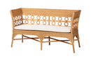 June Bohemian Light Honey Rattan Dining Bench with Armrests Baxton