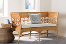 June Bohemian Light Honey Rattan Dining Bench with Armrests Baxton