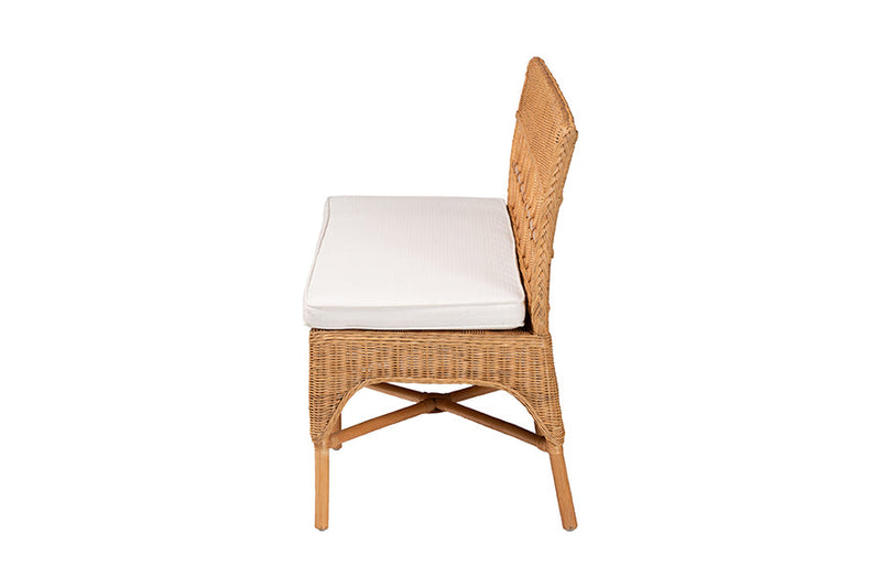 June Bohemian Light Honey Rattan Dining Bench Baxton