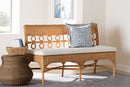June Bohemian Light Honey Rattan Dining Bench Baxton