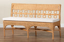June Bohemian Light Honey Rattan Dining Bench Baxton