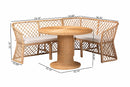 Frayne Bohemian Light Honey Rattan 3-Piece Dining Nook Set Baxton
