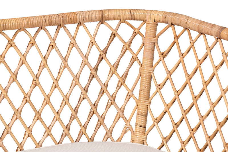 Frayne Bohemian Light Honey Rattan 3-Piece Dining Nook Set Baxton