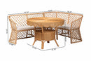 Ellard Bohemian Light Honey Rattan 3-Piece Dining Nook Set Baxton