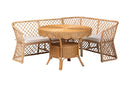 Ellard Bohemian Light Honey Rattan 3-Piece Dining Nook Set Baxton