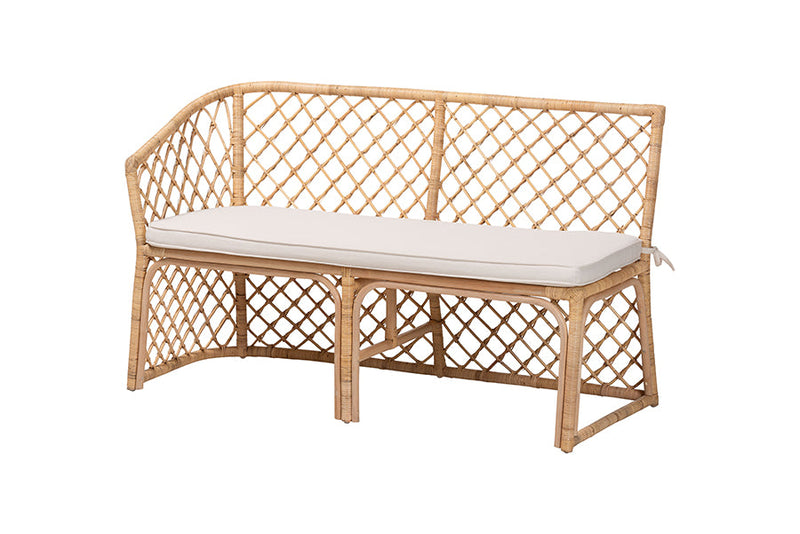 Ellard Bohemian Light Honey Rattan 3-Piece Dining Nook Set Baxton
