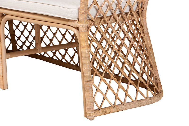Ellard Bohemian Light Honey Rattan 3-Piece Dining Nook Set Baxton