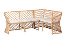 Aysi Bohemian Light Honey Rattan 2Pc Dining Nook Bench Set Baxton