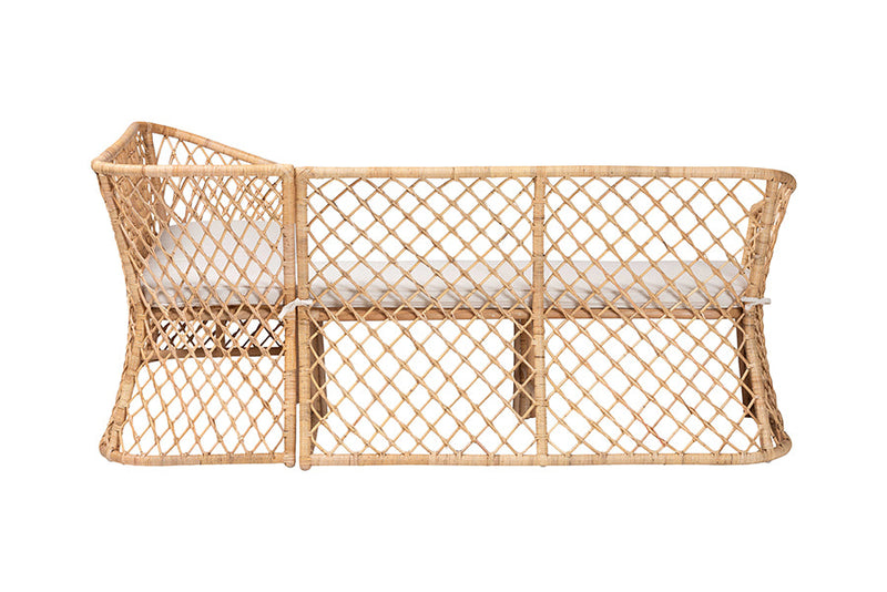 Aysi Bohemian Light Honey Rattan 2Pc Dining Nook Bench Set Baxton