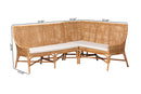 Avalon Bohemian Light Honey Rattan 2Pc Dining Nook Bench Set Baxton