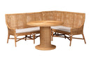 Makya Bohemian Light Honey Rattan 3-Piece Dining Nook Set Baxton