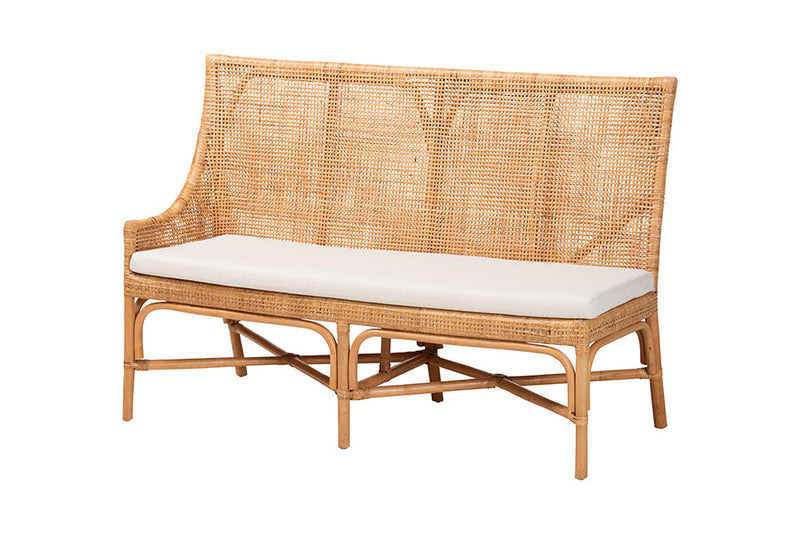 Makya Bohemian Light Honey Rattan 3-Piece Dining Nook Set Baxton