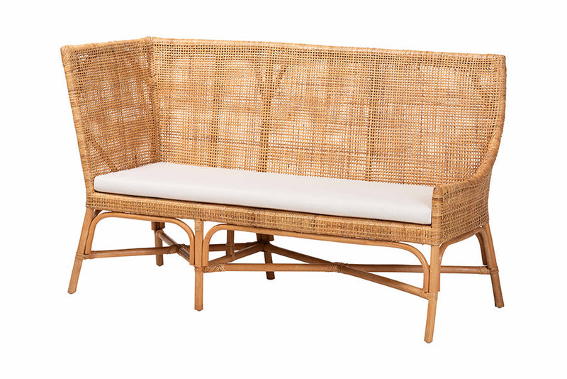 Makya Bohemian Light Honey Rattan 3-Piece Dining Nook Set Baxton