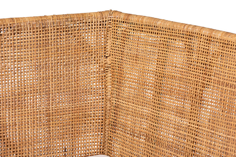 Makya Bohemian Light Honey Rattan 3-Piece Dining Nook Set Baxton