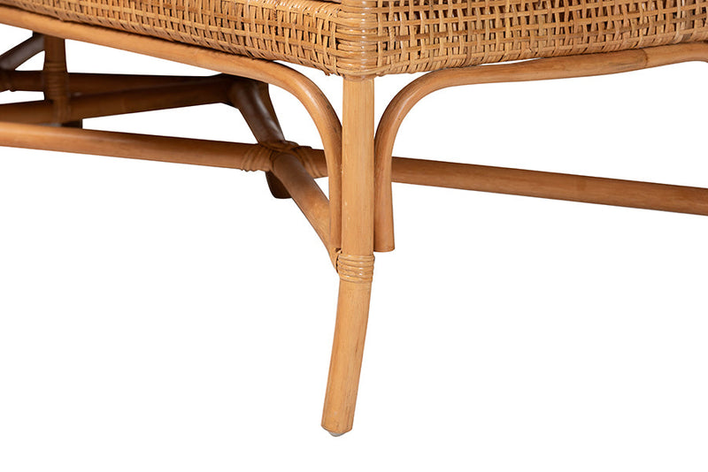 Makya Bohemian Light Honey Rattan 3-Piece Dining Nook Set Baxton