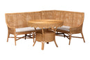 Nieva Bohemian Light Honey Rattan 3-Piece Dining Nook Set Baxton