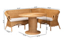 Sampit Bohemian Light Honey Rattan 3-Piece Dining Nook Set Baxton