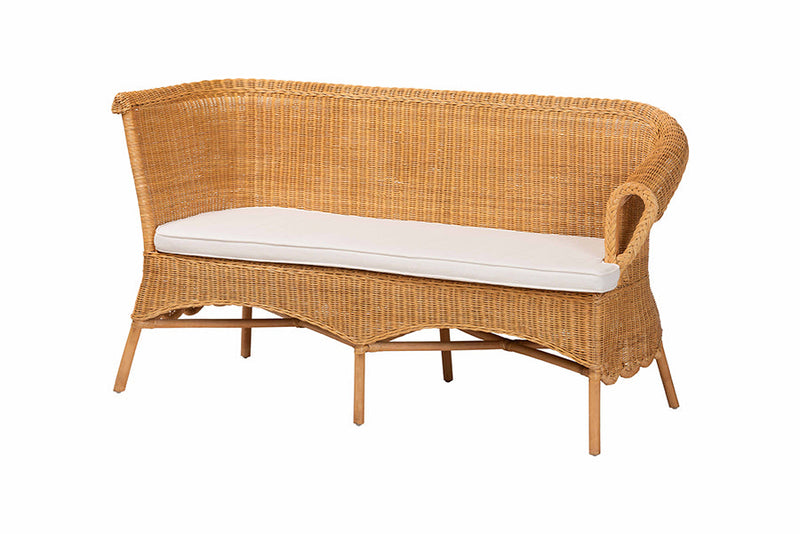 Sampit Bohemian Light Honey Rattan 3-Piece Dining Nook Set Baxton