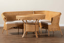 Idriya Bohemian Light Honey Rattan 3-Piece Dining Nook Set Baxton