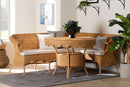 Idriya Bohemian Light Honey Rattan 3-Piece Dining Nook Set Baxton