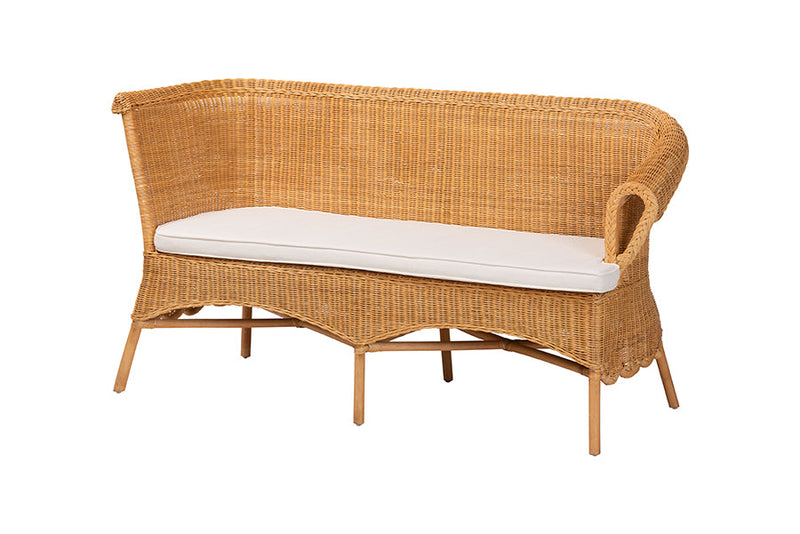 Stacey Bohemian Light Honey Rattan 2Pc Dining Nook Bench Set Baxton