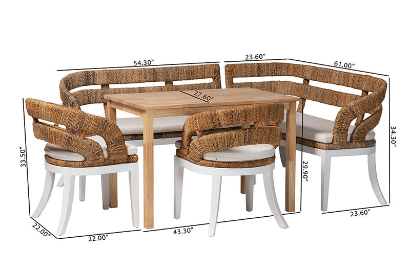 Turner Seagrass Dining Nook Set Baxton