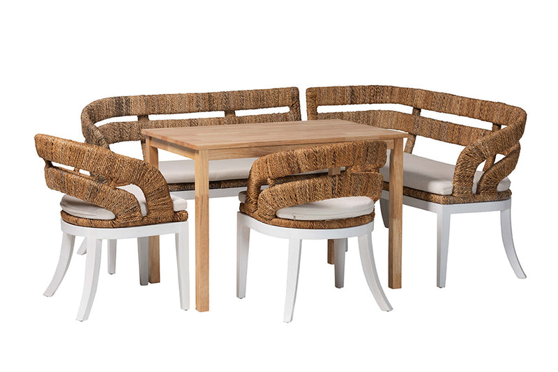 Turner Seagrass Dining Nook Set Baxton