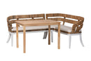 Turner Seagrass Dining Nook Set w/Mohagany Wood Frames Baxton