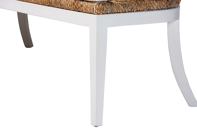 Turner Seagrass Dining Nook Set w/Mohagany Wood Frames Baxton