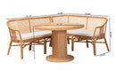 Aldith 3-Piece Natural Rattan Dining Nook Set Baxton