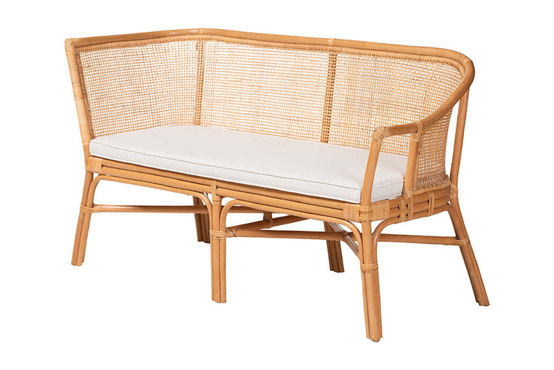 Aldith 3-Piece Natural Rattan Dining Nook Set Baxton