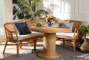 Aldith 3-Piece Natural Rattan Dining Nook Set Baxton