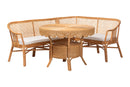 Caden 3-Piece Natural Rattan Dining Nook Set Baxton