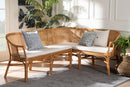 Alara 2Pc Natural Rattan Corner Bench Set Baxton