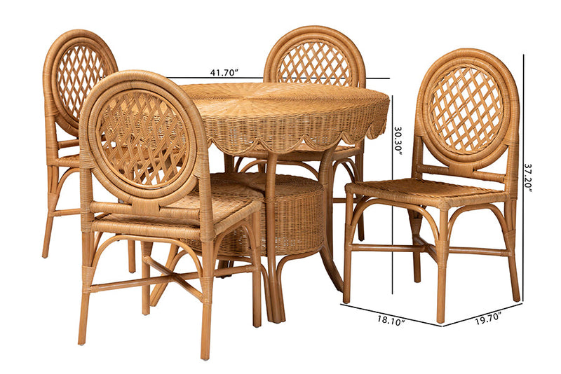 Taylin Natural Rattan Dining Set Baxton