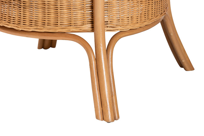 Albion Bohemian Scalloped Light Honey Rattan Dining Table Baxton