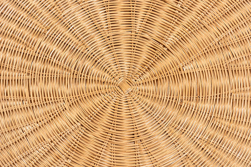 Albion Bohemian Scalloped Light Honey Rattan Dining Table Baxton