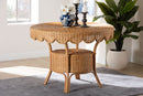 Albion Bohemian Scalloped Light Honey Rattan Dining Table Baxton