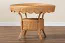 Albion Bohemian Scalloped Light Honey Rattan Dining Table Baxton