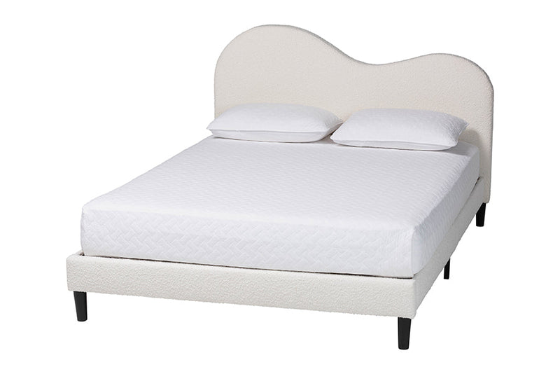 Hermine Boucle Upholstered Platform Bed, Queen Baxton