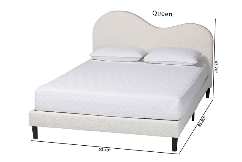 Hermine Boucle Upholstered Platform Bed, Queen Baxton